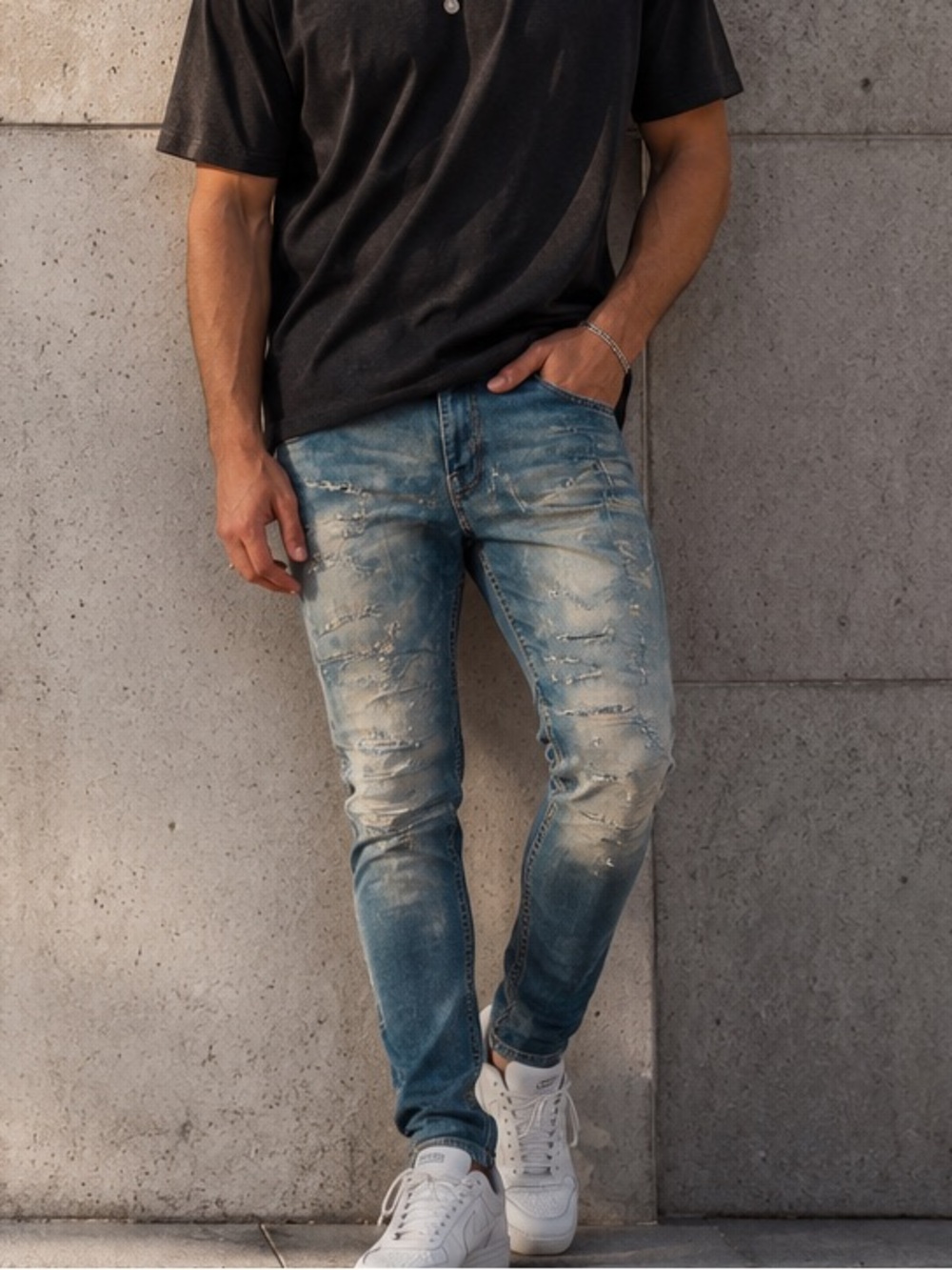 Jordan Craig Legacy Edition Men's Light Blue Distressed Skinny Jeans